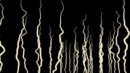Abstract white hanging narrow tentacles on a black background, seamless loop. Design. Curving stems...