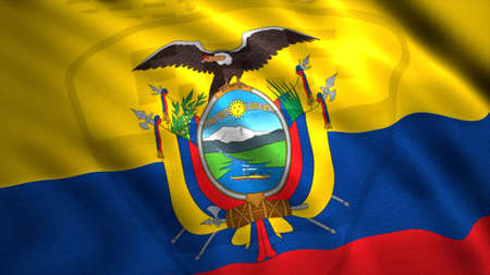 Ecuador flag waving animation with an eagle spreading its wings. Motion. Ecuador country realistic flag, seamless loop.の写真素材