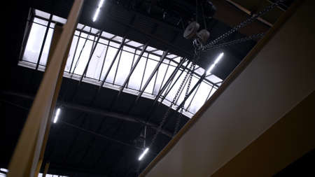 Workflow. Clip. Huge equipment at the factory of heavy production.