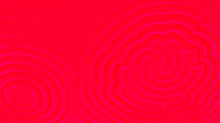 Wave vibrations pulsate on colored background. Design. Round wave vibrations on red background....