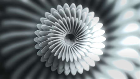 Moving hypnotic flower-shaped pattern. Motion. Beautiful hypnotic animation of pulsating and rotating pattern. Round moving pattern in shape of aster flowerの写真素材
