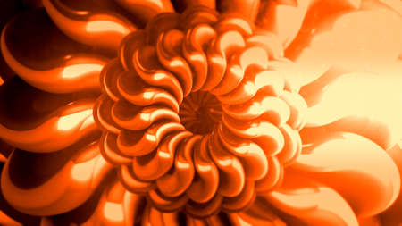 Background . Motion. A twisted spiral in the form of violets of blue and orange color rotates from...