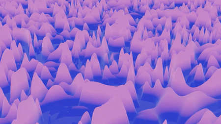 Abstract pulsating waves of soft pink matte material on morphing surface. Motion. Abstract geometric surface like landscape or terrain with 3d noise.の写真素材