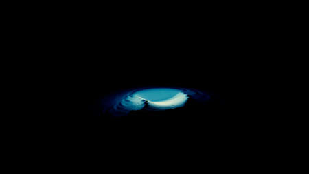 Background.Design. A blue star in abstraction flies and falls on one round surface and remains like a pit.の写真素材
