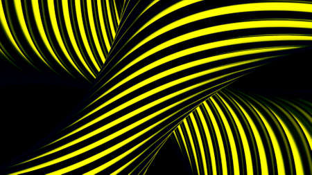 Bright yellow abstraction.Design. Bright yellow stripes together with black ones rotate around the axis.の写真素材