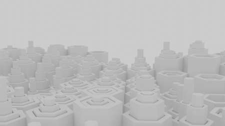 Animation of moving cylinders of different size in a wave monochrome pattern. Design. Seamless loop up and down motion of complex pillars.の写真素材