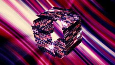 Digital visualization of the Pandoras box opening and releasing the curses. Motion. Glowing cube of...