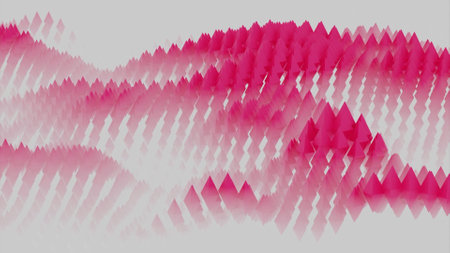 The motion of colorful particles on a white background. Design. Wavy texture creating illusion of...