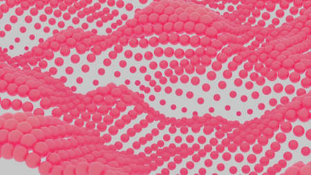 Mosaic surface with wave movements. Design. Surface of dots moves in waves. 3D surface oscillates in...