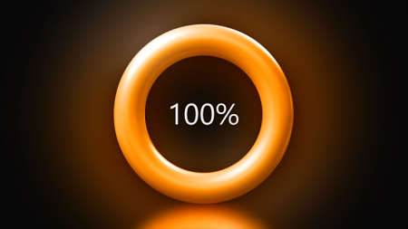 Abstract glowing and pulsating ring with loading process. Motion. Moving circle with raising number...