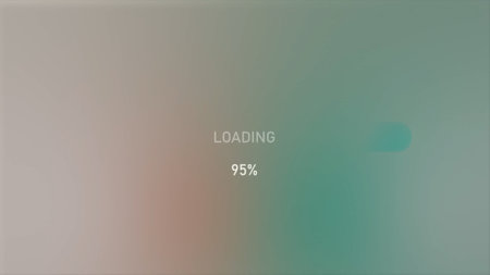 Animation of line progress bar with percent counter on gradient pink and blue background. Motion....