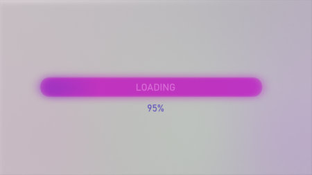 Black and white background. Motion. Purple and blue loading that reports from zero to the end in...
