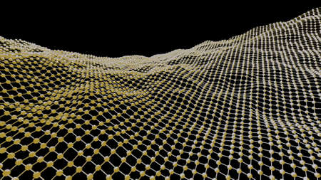 Abstraction .Design. The yellow and blue thin grid moves and makes movements from top to bottomの写真素材