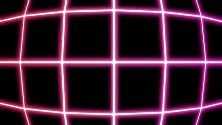Abstract neon rows of squares of narrow glowing lines, convex texture. Design. Grid neon animation motion graphics.の写真素材