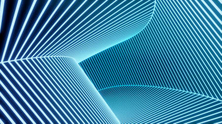 Neon blue bright tunnel.Design.An abstraction that shimmers with different colors and turns over all eighty degrees inside.の素材 [FY310182844465]