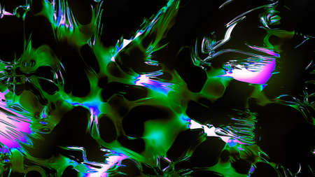 Abstract alien creature cell division on a black background, seamless loop. Motion. Green and purple...