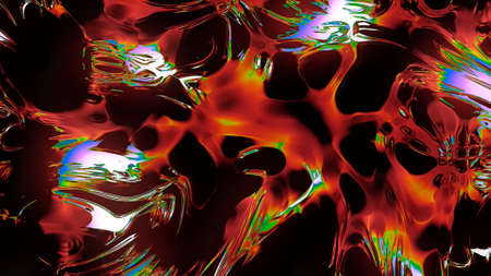 Bright green and orange neon background. Motion. Shiny spots in abstraction creating patterns on a...