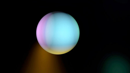 Animation of abstract blur colorful ball moving around on a black background. Colorful and minimalistic abstraction.の写真素材