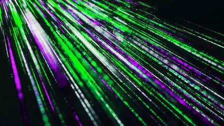 Abstract flowing cosmic energy wave in outer space. Animation. Sun flare and the beams of energy and light spreading on black space background.の写真素材
