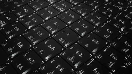 3D cells with numbers. Animation. Futuristic background with computer data in 3D cells. Changing numbers in cells moving through ranksの写真素材