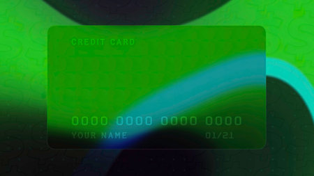 Bank card design on colorful background. Motion. Beautiful design for bank card advertising company. Design of animated advertisement for bank cardの写真素材