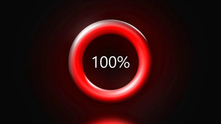 A ring with interest. Motion. The black background on which the report is shown is from one to one hundred percent.の写真素材