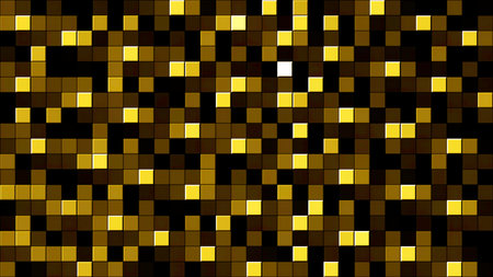Texture of blinking pixels. Motion. Golden rows of small squares flowing and shining from right to...