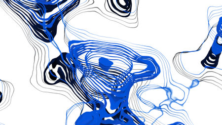 Spots of energy plasma on black background. Design. Moving spots with electronic 3d layers....
