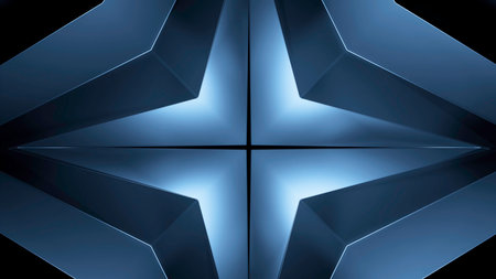 Blue abstraction.Design.A bright background in the shape of a flower that moves in turnの写真素材