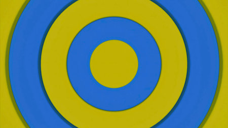 Various yellow circles along with blue ones. Design. Bright circles in abstraction that twitch in abstraction.の写真素材