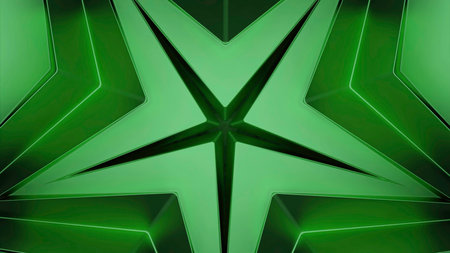 Dizzying pattern with star. Design. Looped 3d pattern with star and metallic texture. Background of moving hypnotic pattern with starの写真素材