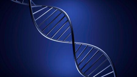 Twisting 3d spiral of dna. Design. Metallic structure of dna moves on isolated background. 3D animation of moving DNA. Biological or scientific animationの写真素材