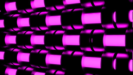 Moving neon stripes in tubes. Design. Neon liquid moves in stripes in tubes. 3D tube with moving neon liquid in futuristic style. Futuristic animationの写真素材