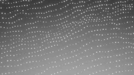 Wavy lines with dots. Design. Minimalistic animation with moving wavy dots. Dots move in linear wavesの写真素材
