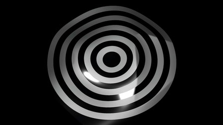 Background with target rings. Motion. Circle of rings on black background. Circular rings for target with waves on surfaceの写真素材