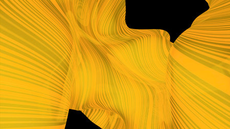 Abstract colorful fabric fluttering in the wind on a black background. Design. Thin piece of cloth swaying in the wind.の写真素材
