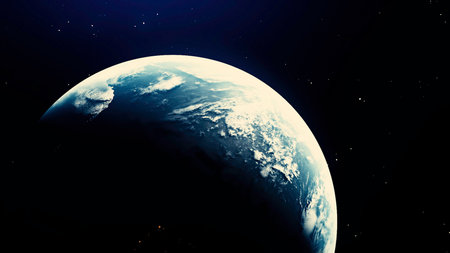 Rotating earth with change of day. Motion. 3D model of natural planet Earth with accelerated...