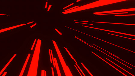 Animation beams in cyberspace. Design. Virtual stripes randomly move like rays. Animated stripes in rays of sun in neon colorの写真素材