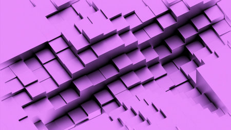 Surface of squares moving out in waves. Design. Squares are moving above surface. 3D surface with...