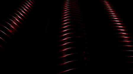 Dark background. Design.Red rings in animation slowly moving forward.の写真素材