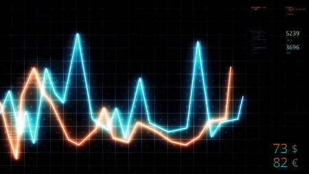 Global recession, financial crisis, economy collapse, money loss, default concept. Motion. Abstract financial charts and graphs, economic report.の写真素材