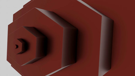 Background with geometric pyramid moving in waves. Design. Geometric pentagons move in 3d on white background. 3D pyramid of geometric shapes spreads in wavesの写真素材