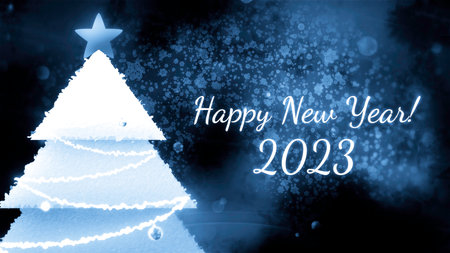Blue and purple background made in cartoon abstraction. Motion. Bright New Year greetings with the...