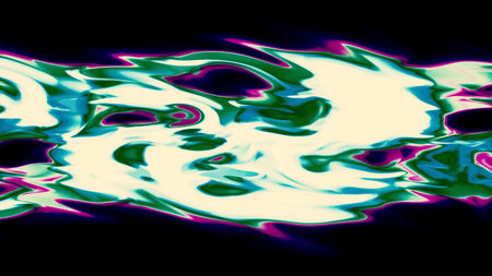 Dark background with green neon blots. Motion. A huge blob of blob that spreads smoothly in abstractionの写真素材