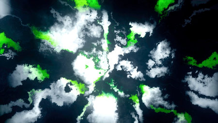 Abstract animated stained background with colorful spreading shapes. Motion. Clouds flying on a black background.の写真素材