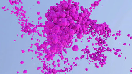 Abstract stream of colorful particles. Design. 3D futuristic background with abstract movement of...