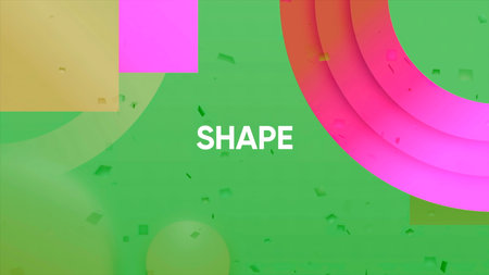 Abstract geometric pattern with the word shape surrounded by geometric colorful figures. Motion. Science for children concept.の写真素材