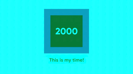 Abstract colorful retro pattern with the statement 2000 is forever. Motion. Geometrical pattern with old fashioned vibes.の写真素材