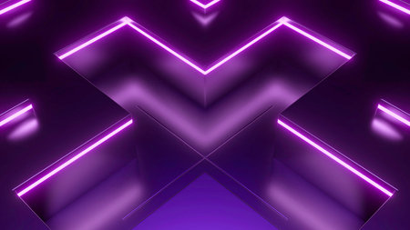 Pulsating and spreading motion of the X 3D shapes. Design. Neon crossed lines optical illusion.