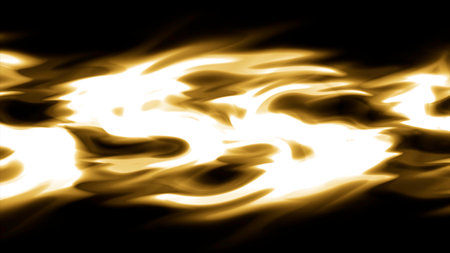 Abstract glowing golden stream of light on a black background. Motion. Curving bright light stream.